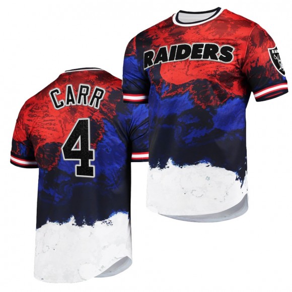 2021 Independence Day T-Shirt Raiders Derek Carr Navy Red Americana