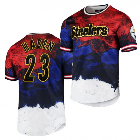 2021 Independence Day T-Shirt Steelers Joe Haden Navy Red Americana