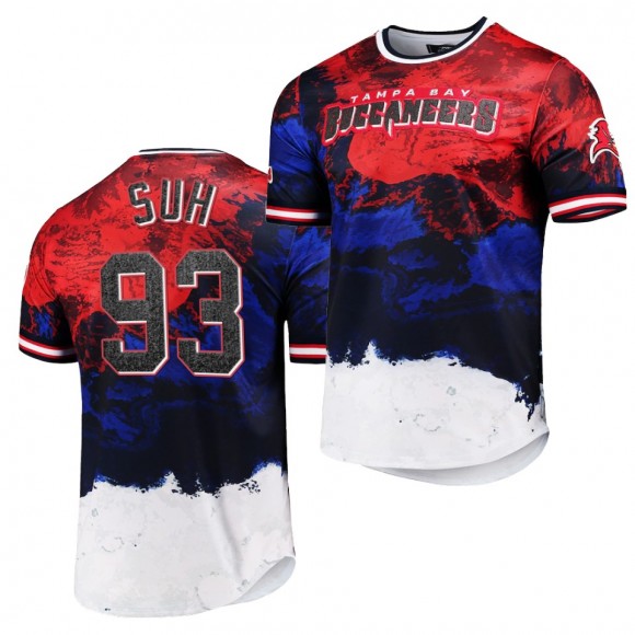2021 Independence Day T-Shirt Buccaneers Ndamukong Suh Navy Red Americana