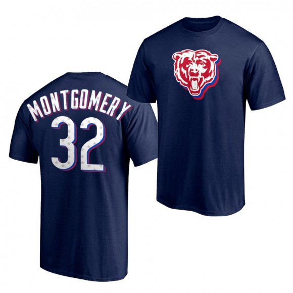 2021 Independence Day T-Shirt Bears David Montgomery Navy Team Logo