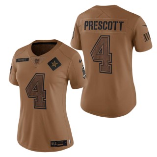 2023 Salute To Service Veterans Dak Prescott Cowboys Brown Women's Jersey