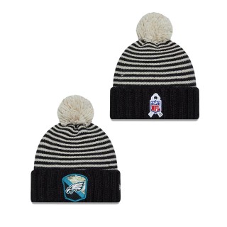 2023 Salute To Service Veterans Eagles Black Cuffed Pom Women's Knit Hat