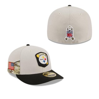 2023 Salute To Service Veterans Steelers Stone Black Low Profile Fitted Hat