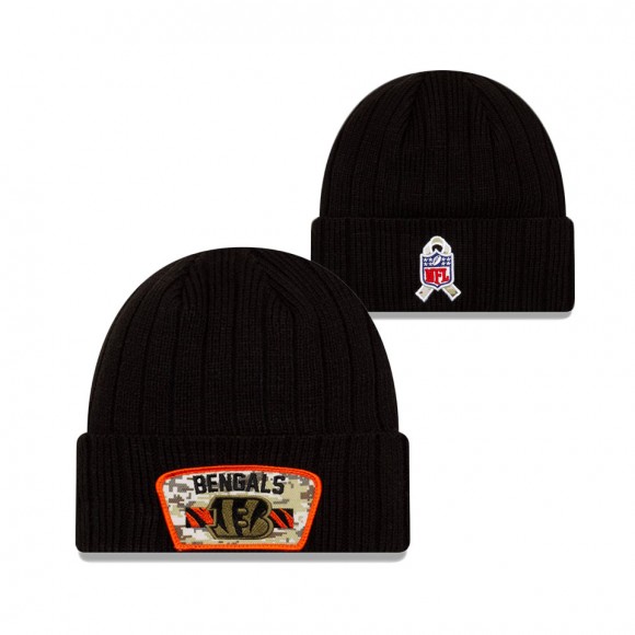2021 Salute To Service Bengals Black Cuffed Knit Hat