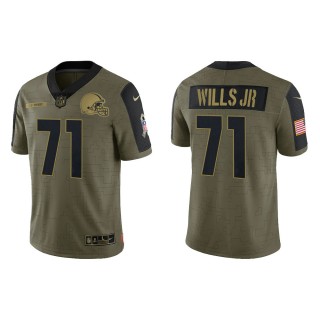Men's Jedrick Wills Cleveland Browns Olive 2021 Salute To Service Limited Jersey