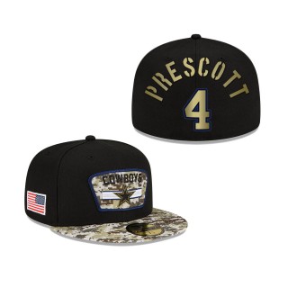 Men's Dak Prescott Dallas Cowboys Black Camo 2021 Salute To Service 59FIFTY Fitted Hat