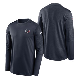 Houston Texans Nike Navy Heathered Navy Sideline Coaches UV Performance Long Sleeve T-Shirt
