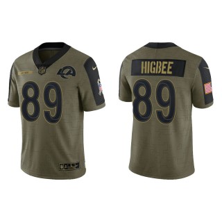 Men's Tyler Higbee Los Angeles Rams Olive 2021 Salute To Service Limited Jersey