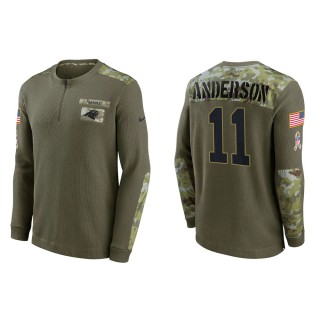 Men's Carolina Panthers Robby Anderson Nike Olive 2021 Salute To Service Henley Long Sleeve Thermal Top