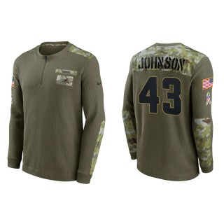 Men's Cleveland Browns John Johnson Nike Olive 2021 Salute To Service Henley Long Sleeve Thermal Top