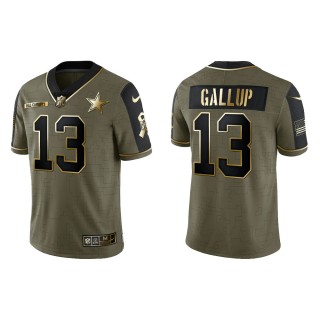Men's Dallas Cowboys Michael Gallup Nike Olive Gold 2021 Salute To Service Limited Jersey