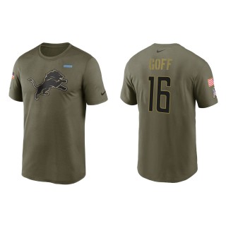 Men's Detroit Lions Jared Goff Nike Olive 2021 Salute To Service Legend Performance T-Shirt