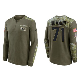 Men's Houston Texans Tytus Howard Nike Olive 2021 Salute To Service Henley Long Sleeve Thermal Top