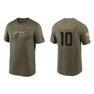 Men's Los Angeles Chargers Justin Herbert Nike Olive 2021 Salute To Service Legend Performance T-Shirt