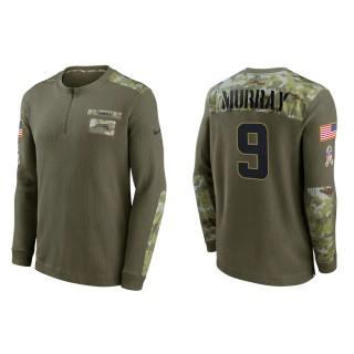 Men's Los Angeles Chargers Kenneth Murray Nike Olive 2021 Salute To Service Henley Long Sleeve Thermal Top