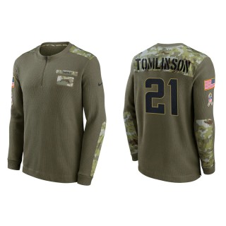 Men's Los Angeles Chargers LaDainian Tomlinson Nike Olive 2021 Salute To Service Henley Long Sleeve Thermal Top