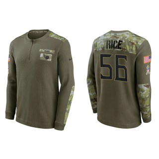 Men's Tennessee Titans Monty Rice Nike Olive 2021 Salute To Service Henley Long Sleeve Thermal Top