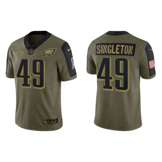 Men's Alex Singleton Philadelphia Eagles Olive 2021 Salute To Service Limited Jersey