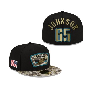 Men's Lane Johnson Philadelphia Eagles Black Camo 2021 Salute To Service 59FIFTY Fitted Hat