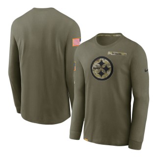 2021 Salute To Service Steelers Olive Performance Long Sleeve T-Shirt