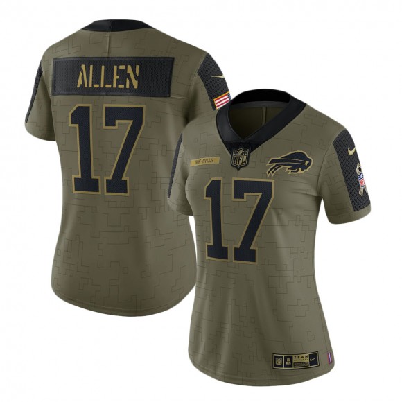 2021 Salute To Service Women's Bills Josh Allen Olive Limited Player Jersey