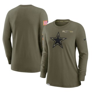 2021 Salute To Service Women's Cowboys Olive Performance Long Sleeve T-Shirt