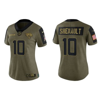 Women Jacksonville Jaguars Laviska Shenault Nike Olive Gold 2021 Salute To Service Limited Jersey
