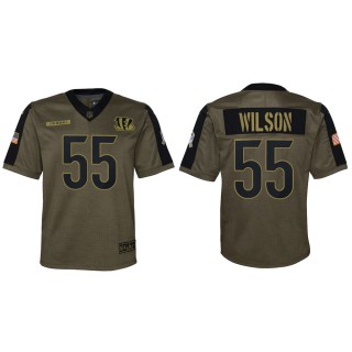 Youth Cincinnati Bengals Logan Wilson Nike Olive 2021 Salute To Service Game Jersey