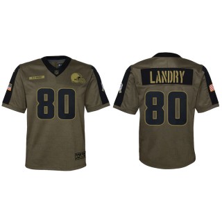 Youth Cleveland Browns Jarvis Landry Nike Olive 2021 Salute To Service Game Jersey