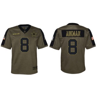 Youth Dallas Cowboys Troy Aikman Nike Olive 2021 Salute To Service Game Jersey