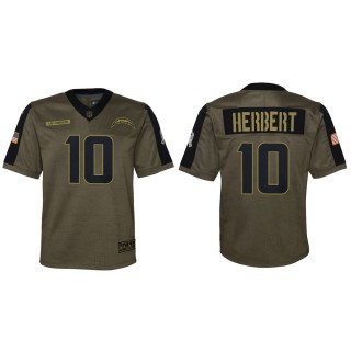 Youth Los Angeles Chargers Justin Herbert Nike Olive 2021 Salute To Service Game Jersey