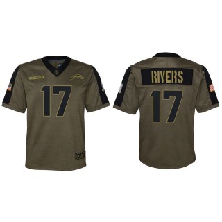 Youth Los Angeles Chargers Philip Rivers Nike Olive 2021 Salute To Service Game Jersey