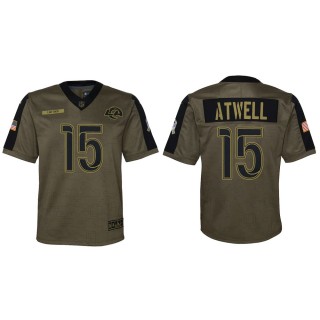 Youth Los Angeles Rams Tutu Atwell Nike Olive 2021 Salute To Service Game Jersey