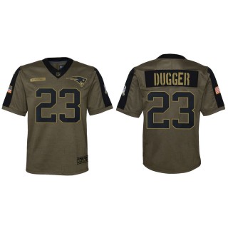 Youth New England Patriots Kyle Dugger Nike Olive 2021 Salute To Service Game Jersey