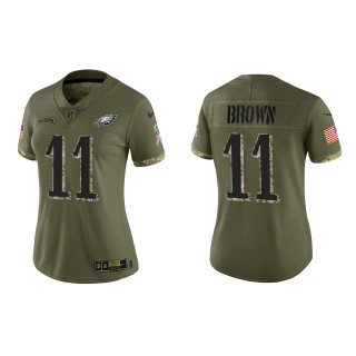 A.J. Brown Women's Philadelphia Eagles Olive 2022 Salute To Service Limited Jersey