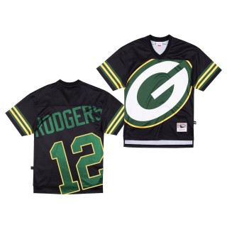 Aaron Rodgers Big Face Jersey Black Packers