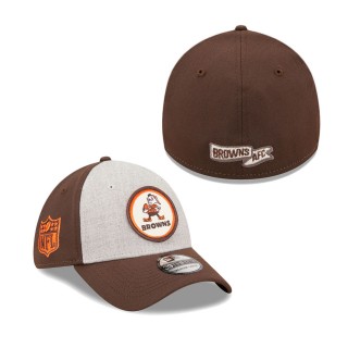 Men's Cleveland Browns Heathered Gray Brown 2022 Sideline 39THIRTY Historic Flex Hat