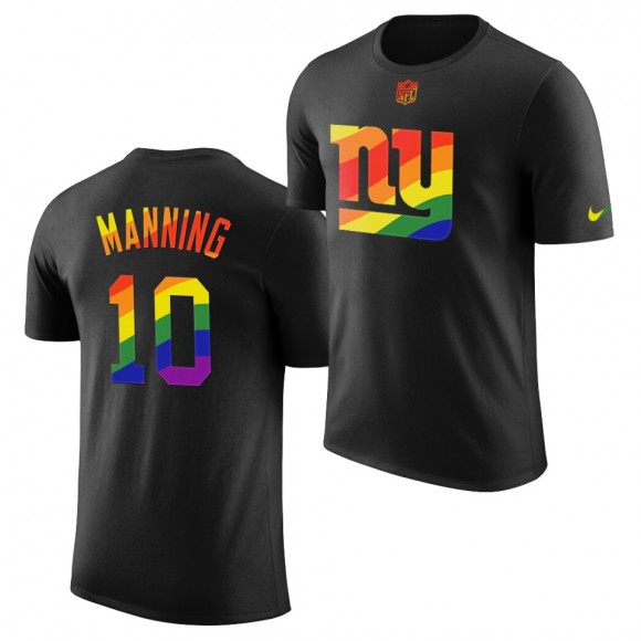 2020 LGBT Pride Month T-Shirt Eli Manning Giants Black Rainbow