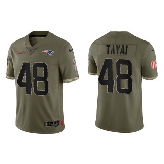 Jahlani Tavai New England Patriots Olive 2022 Salute To Service Limited Jersey