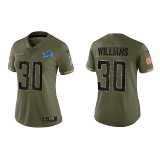Jamaal Williams Women's Detroit Lions Olive 2022 Salute To Service Limited Jersey