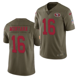 San Francisco 49ers Joe Montana Jersey Olive Men's Salute to Service