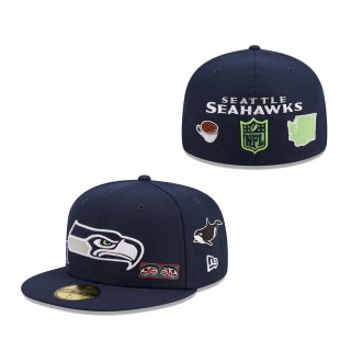 Men Seattle Seahawks College Navy Team Local 59FIFTY Fitted Hat