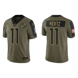 Men's Commanders Carson Wentz Olive Salute to Service Jersey