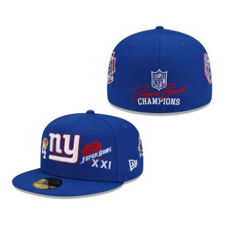 New York Giants Royal 4x Super Bowl Champions Count The Rings 59FIFTY Fitted Hat