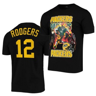 Packers Aaron Rodgers T-Shirt Team Logo Black Skeleton