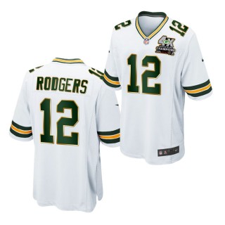 Aaron Rodgers 4X Super Bowl Champions Patch Packers Jersey White Game