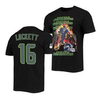 Seahawks Tyler Lockett T-Shirt Team Logo Black Skeleton