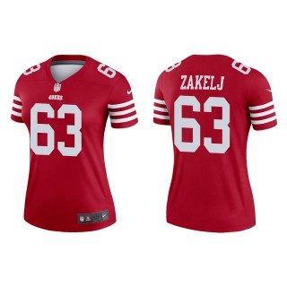 Women's 49ers Nick Zakelj Scarlet 2022 NFL Draft Legend Jersey