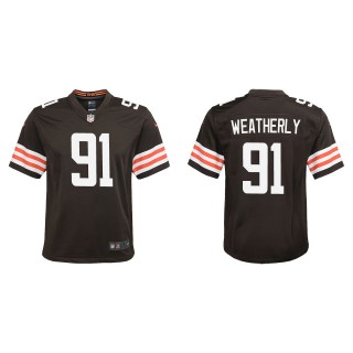 Youth Cleveland Browns Stephen Weatherly Brown Game Jersey